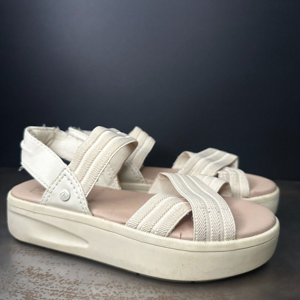 Sperry Womens Platform Sandal 6 Crisscross Straps Sporty Comfort Cream Bayou